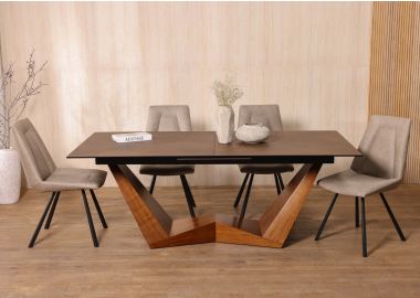 שולחן אוכל נפתח קרמיקה בגוון ברונזה/טבעי 200 ס"מ דגם גראמי