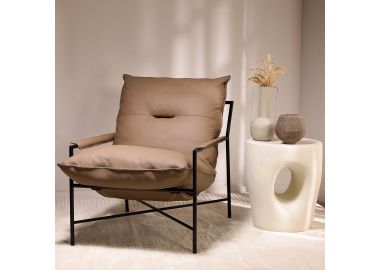 כורסא עור בגוון קפה בהיר דגם צ'או