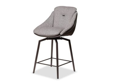 כסא בר בד בגוון אפור משולב דמוי עור דגם ג'פרסון