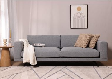 ספה תלת מושבית 230 ס"מ בד בגוון אפור דגם נלסון