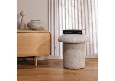 הדום בד עגול קוטר 43 ס"מ גוון חום בהיר דגם מאשי