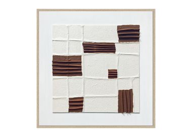 ציור 100*100 ס"מ גוון לבן חום דגם שייפ 1