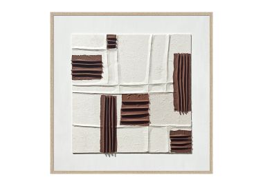 ציור 100*100 ס"מ גוון לבן חום דגם שייפ 2