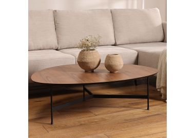 שולחן סלון אובלי 90*110 פורניר אגוז דגם מימי