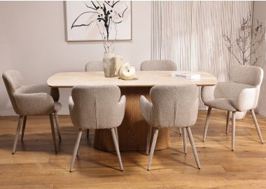 סט שולחן אוכל +6 כסאות דגם דאלי