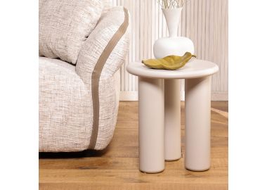 שולחן צד עגול 40 ס"מ MDF צבוע בגוון אבן דגם קוסטורה