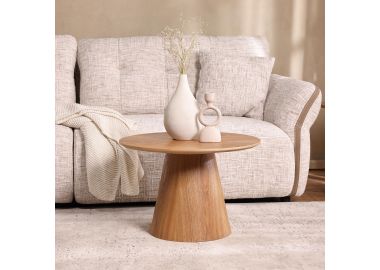 שולחן סלון עגול 60 ס"מ פורניר אש בגוון טבעי דגם ג'רי