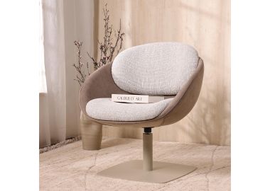 כורסא מסתובבת בד בגוון בז' דגם מרלו