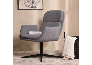 כורסא מסתובבת בד בגוון אפור דגם קלרה