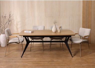 שולחן אוכל נפתח  180 ס"מ פורניר אש בגוון טבעי דגם תומפסון