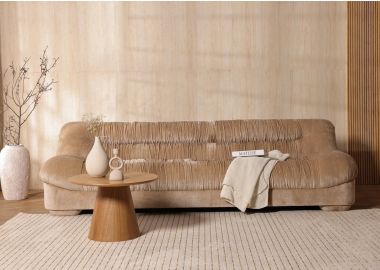 ספה תלת מושבית 254 ס"מ בד בגוון מוקה דגם סידני