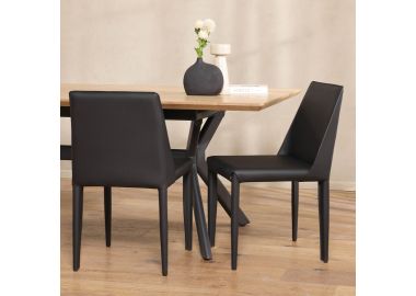 כסא אוכל דמוי עור שחור דגם ווקר