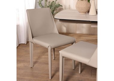 כסא אוכל דמוי עור בז' דגם ווקר