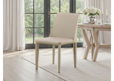 כסא אוכל דמוי עור בז' דגם ווקר