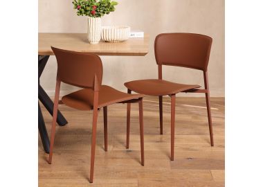 כסא אוכל דמוי עור חום דגם סאליבן