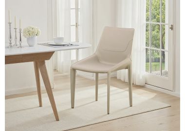 כסא אוכל דמוי עור בז' דגם לאונרדו