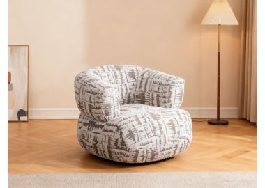 כורסא מסתובבת בד בגוון חום/לבן דגם מרקט