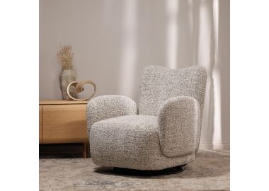 כורסא מסתובבת בד בגוון חום דגם הנרי 