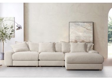 ספה פינתית 336 ס"מ ימין בד בגוון בז' דגם פאלטון