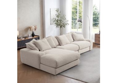 ספה פינתית 336 ס"מ שמאל בד בגוון בז' דגם פאלטון