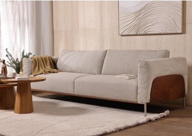 ספה תלת מושבית 280 ס"מ בד בגוון בז' דגם פורטלנד