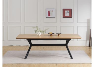 שולחן אוכל נפתח 220 ס"מ פורניר אש בגוון טבעי דגם דאסטי