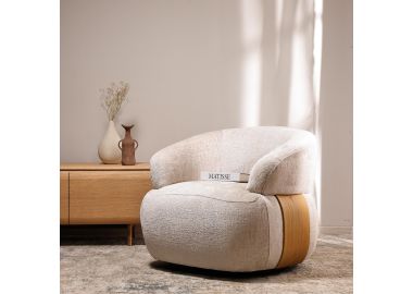 כורסא מסתובבת בד בגוון שמפניה דגם קיטו