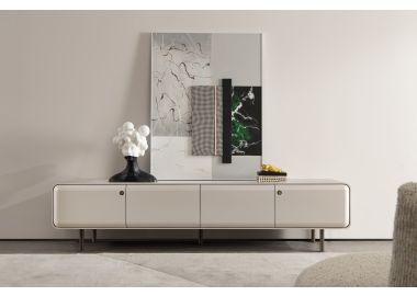 מזנון 200 ס"מ 2 מגירות+ 2 דלתות MDF בגוון אפור דגם אפריל