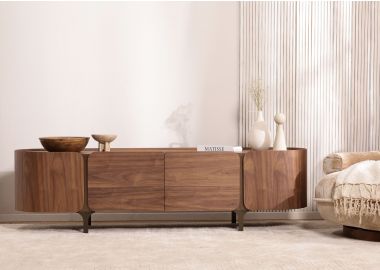 מזנון 200 ס"מ 2 דלתות פורניר בגוון אגוז דגם סנטיאגו