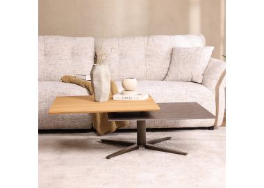 שולחן סלון מסתובב ונפתח פורניר אלון משולב קרמיקה דגם סוויץ' 