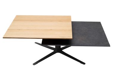 שולחן סלון מסתובב ונפתח פורניר אלון משולב קרמיקה דגם סוויץ' 