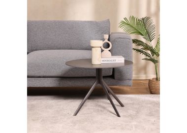 שולחן צד עגול 60 ס"מ קרמיקה בגוון אפור דגם מומה