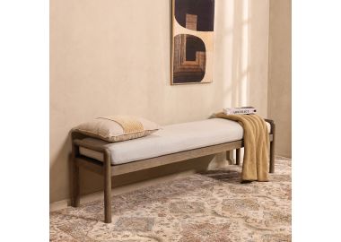 ספסל 180 ס"מ בד בגוון אבן דגם ניקו