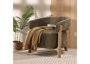 כורסא בד בגוון חום-ירוק דגם סאני