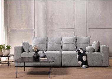 ספה תלת מושבית 260 ס"מ בד בגוון אפור דגם פיקולו