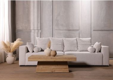 ספה תלת מושבית 300 ס"מ בד בגוון אבן דגם פיקולו