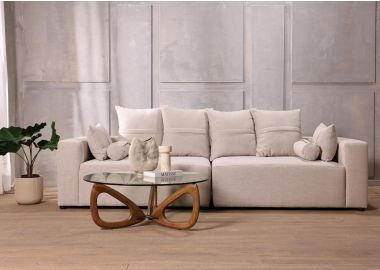 ספה תלת מושבית 300 ס"מ בד בגוון בז' דגם פיקולו