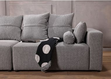 ספה תלת מושבית 300 ס"מ בד בגוון אפור כחול דגם פיקולו