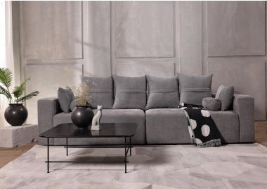 ספת רביצה תלת מושבית 300 ס"מ בד בגוון אפור כחול דגם פיקולו