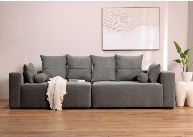 ספה תלת מושבית 300 ס"מ בד בגוון אפור כהה דגם פיקולו