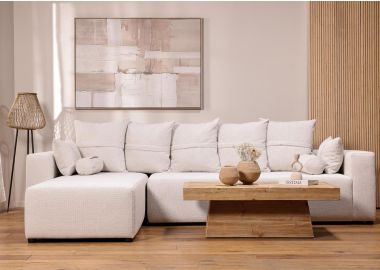 ספת רביצה פינתית שמאל 200*300 ס"מ בד אבן דגם פיקולו