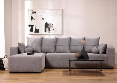 ספת רביצה פינתית שמאל 200*300 ס"מ בד אפור כחול דגם פיקולו