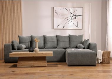 ספת רביצה פינתית ימין 200*300 ס"מ בד אפור כהה דגם פיקולו