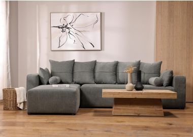 ספת רביצה פינתית שמאל 200*300 ס"מ בד אפור כהה דגם פיקולו