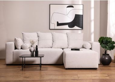 ספת רביצה פינתית  ימין 180*260 ס"מ בד אבן דגם פיקולו