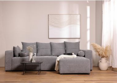 ספת רביצה פינתית ימין 180*260 ס"מ בד אפור כחול דגם פיקולו