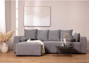 ספת רביצה פינתית שמאל 180*260 ס"מ בד אפור כחול דגם פיקולו