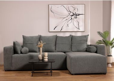 ספת רביצה פינתית ימין 180*260 ס"מ בד אפור כהה דגם פיקולו