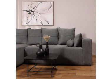 ספת רביצה פינתית שמאל 180*260 ס"מ בד אפור כהה דגם פיקולו