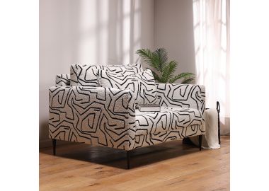 כורסא בד בגוון לבן/שחור דגם נורי